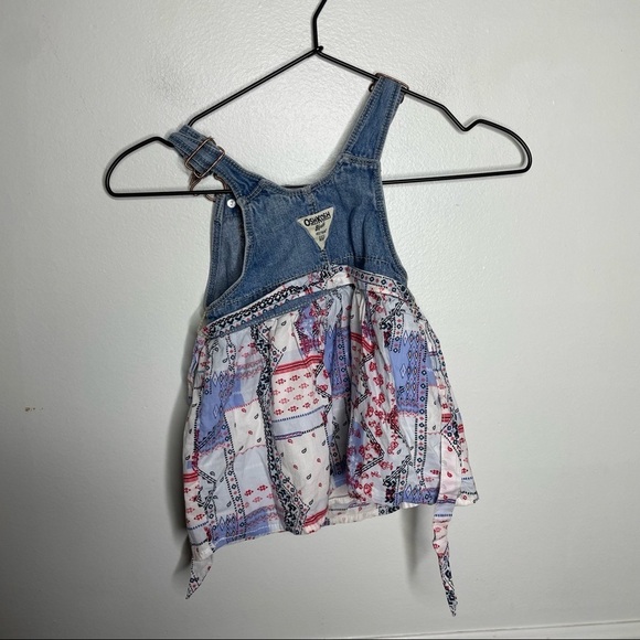 OshKosh B'Gosh Denim Overall Patchwork Bandana Dress Girls 2T - Picture 8 of 9